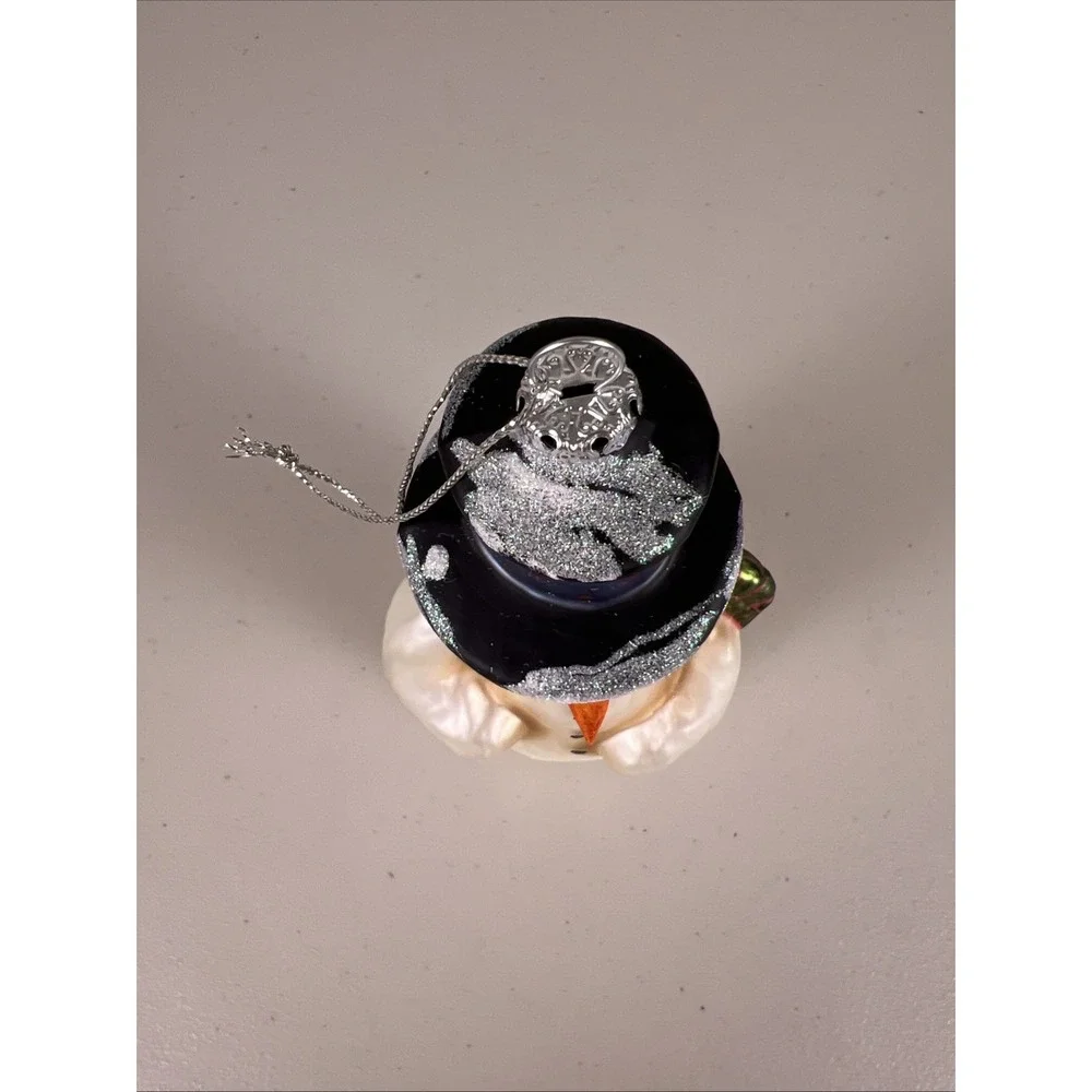 Kurt Adler Handblown Glass Snowman Christmas Ornament Top Hat‎ Scarf Festive